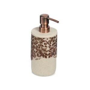 OBSESSIONS Polyresin Soap & Lotion Dispenser, Brown & Beige - Image 3